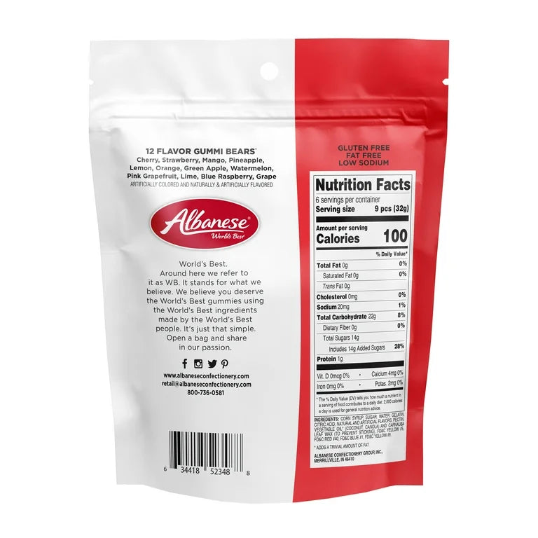 Gomitas Gluten Free Albanese Gummy Bears Tamaño Grande 212g