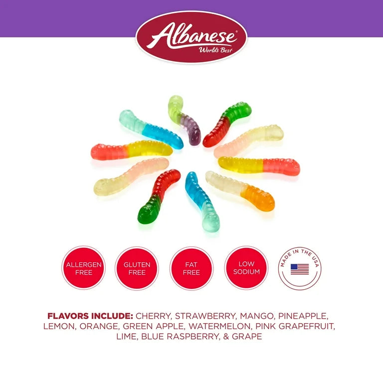 Gomitas Gluten Free Albanese Gummy Worms Tamaño Grande 212g