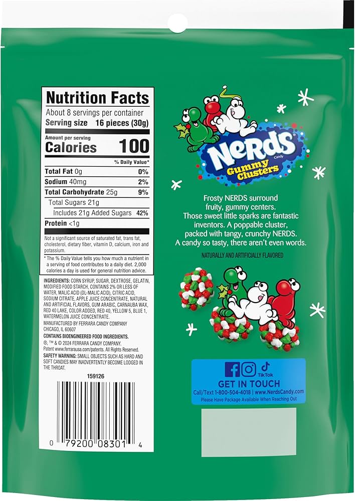 NAVIDAD: Nerds Gummy Clusters Frosty Tamaño Grande 227g