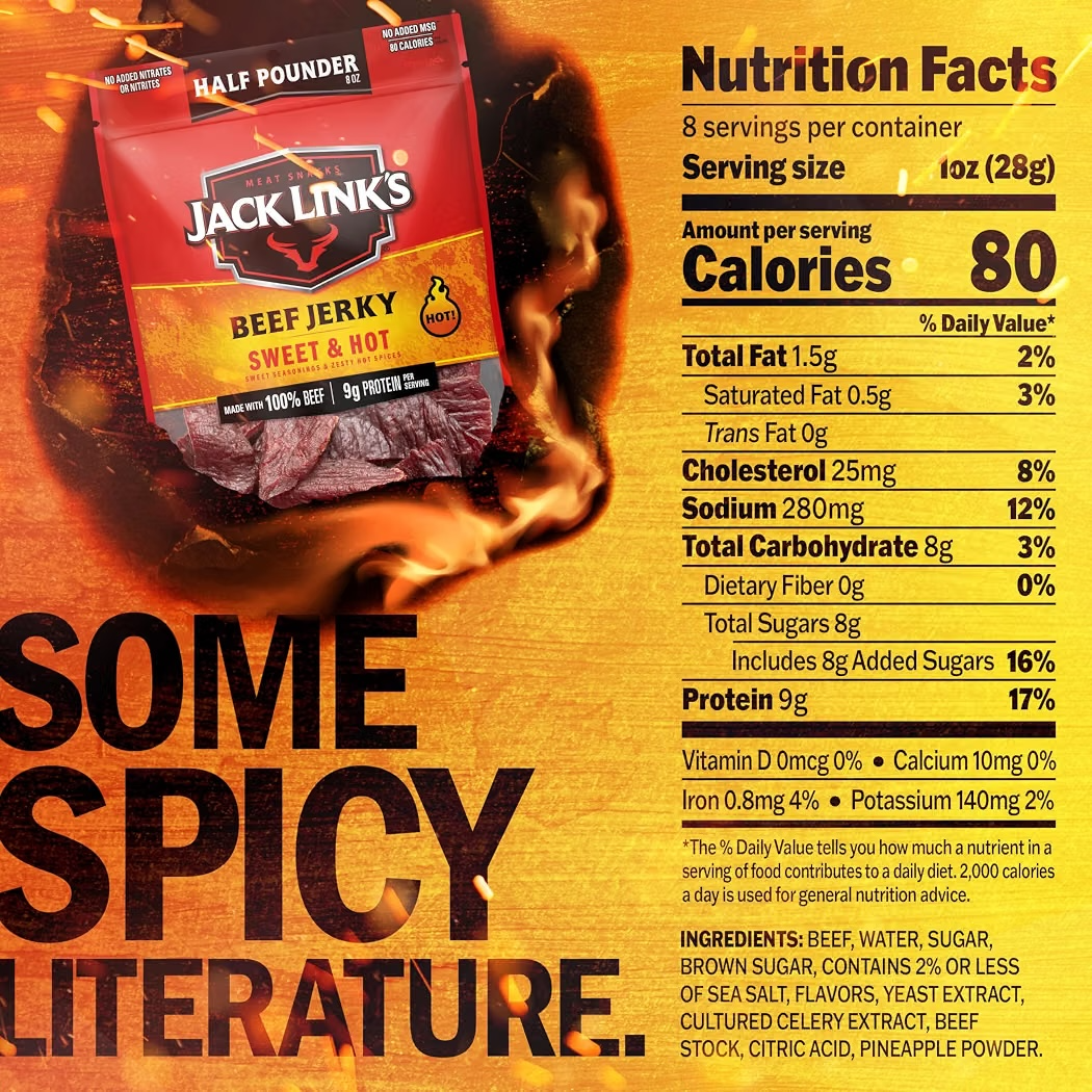 Jack Link’s Beef Jerky Sweet & Hot 9g Proteína Tamaño Grande 227g
