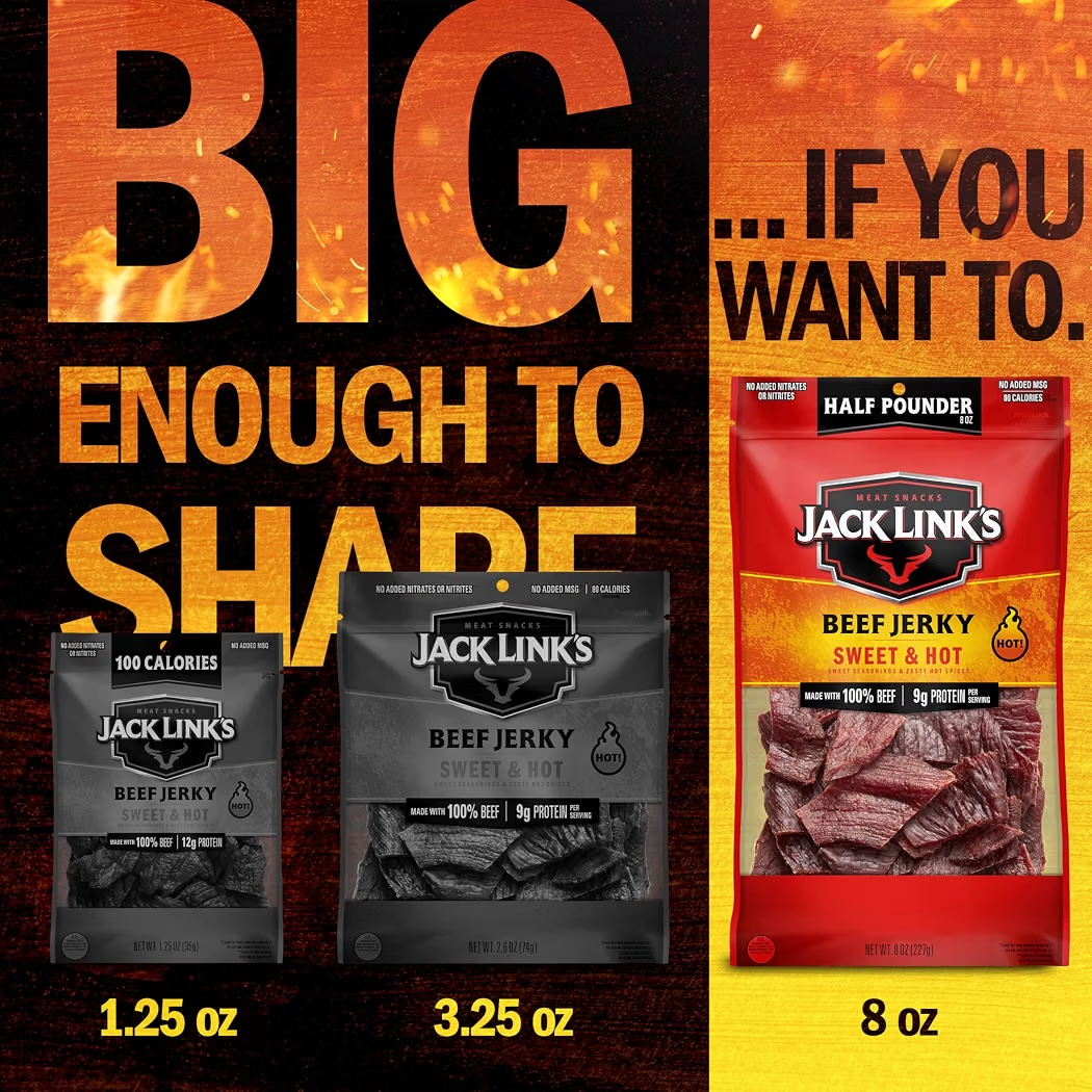 Jack Link’s Beef Jerky Sweet & Hot 9g Proteína Tamaño Grande 227g