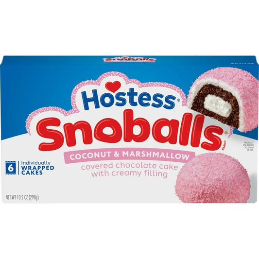 Tortas Chocolate Hostess Snoballs Rellenas Coco + Marshmallow x6 Unidades - 298g