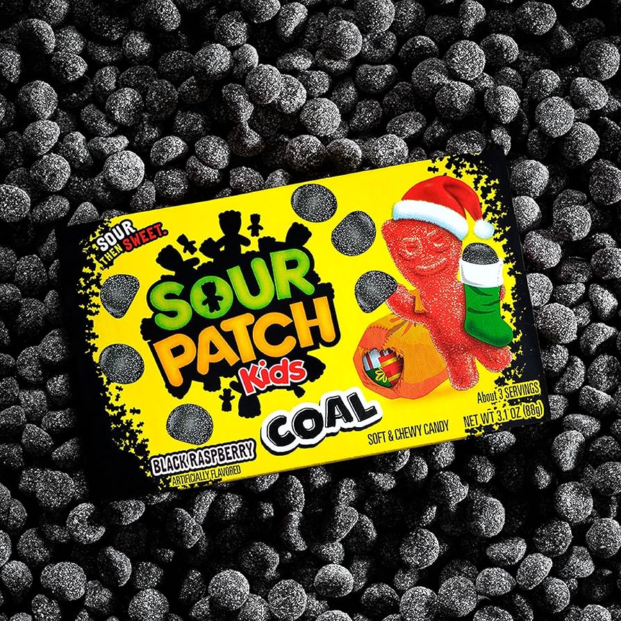 NAVIDAD: Gomitas Sour Patch Kids Coal Black Raspberry 88g