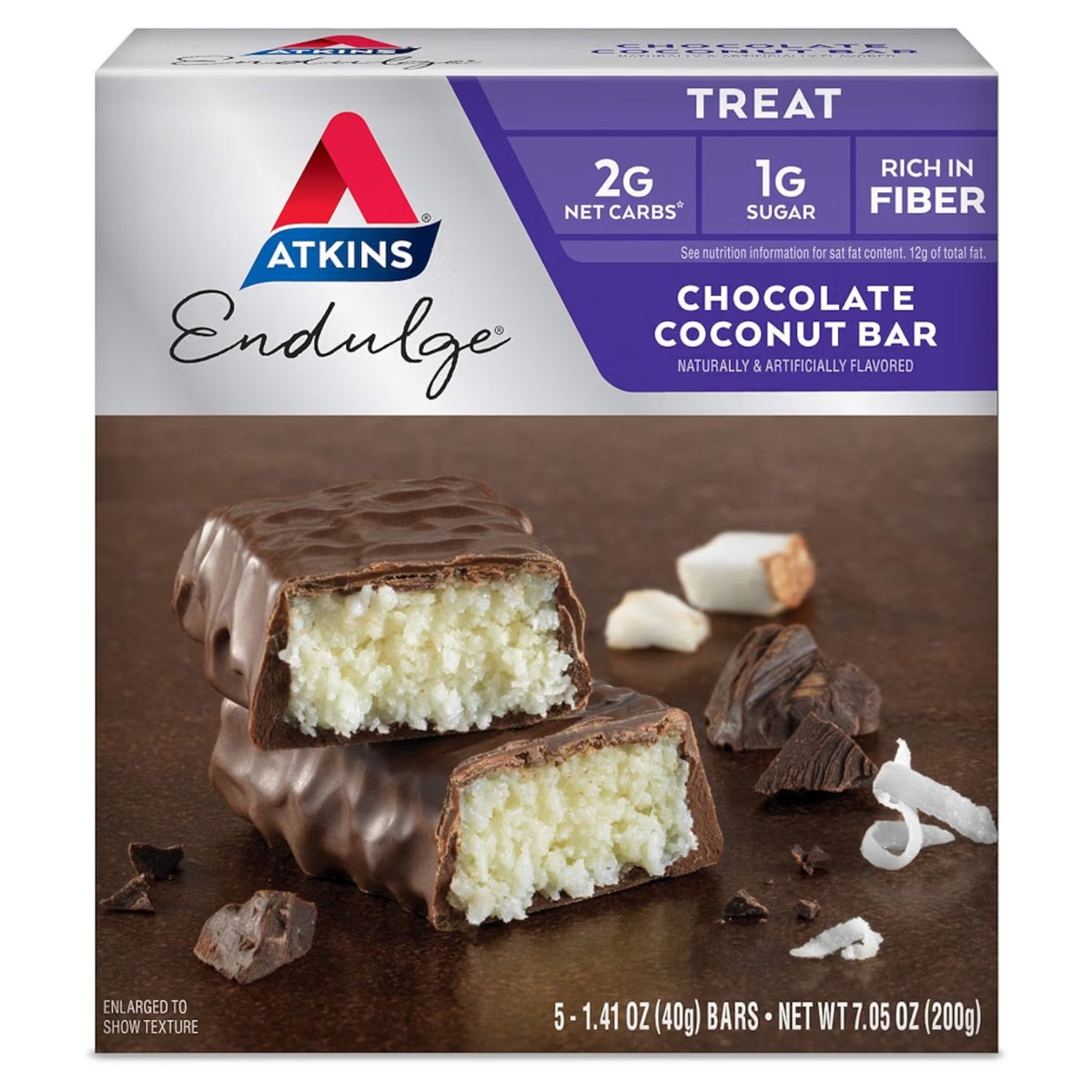 Barras Chocolate Atkins Endulge Coconut Bar x5 Unidades - 200g