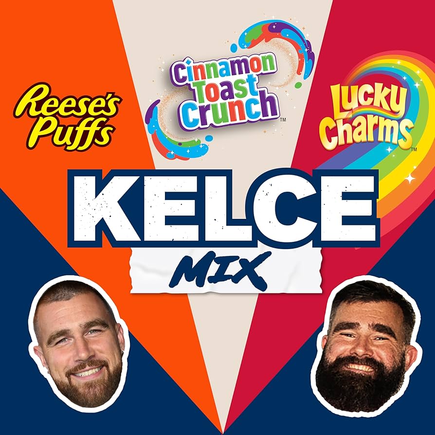 Cereal KELCE MIX: Reese’s Puffs + Cinnamon Toast Crunch + Lucky Charms Tamaño Grande 326g