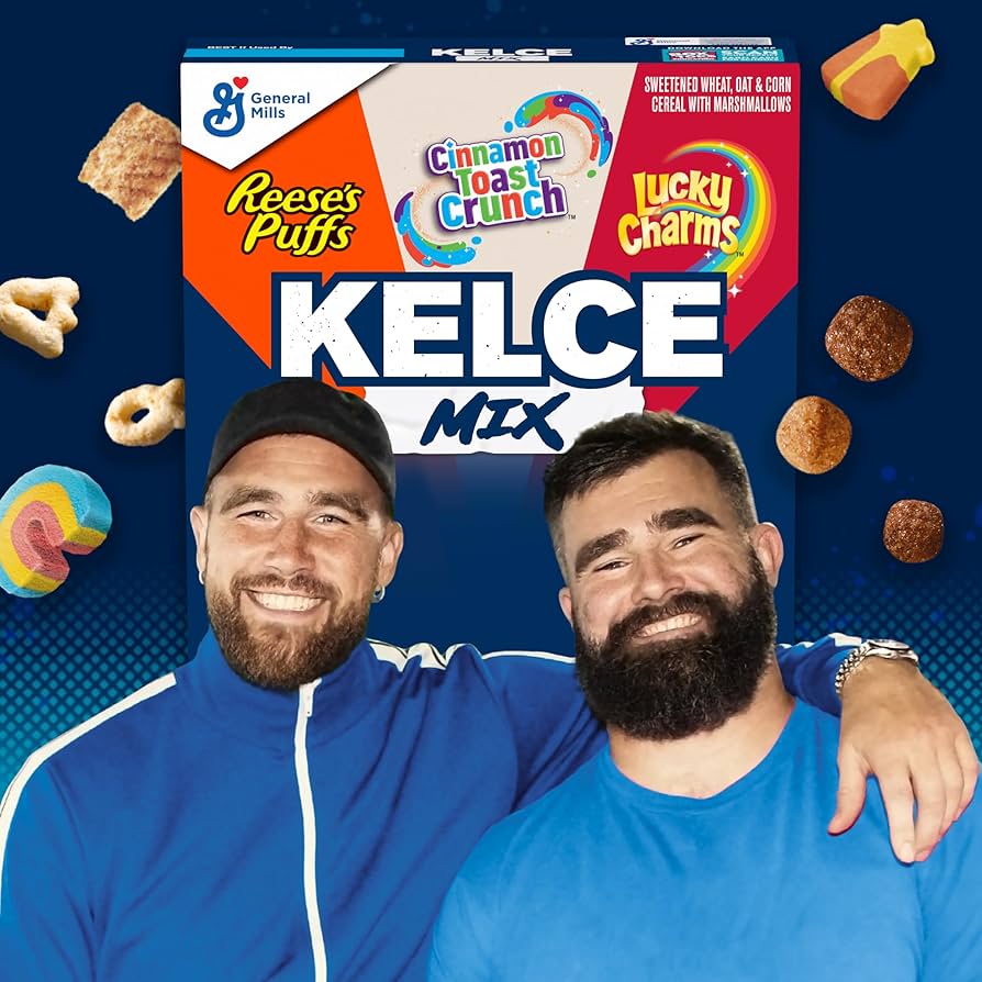 Cereal KELCE MIX: Reese’s Puffs + Cinnamon Toast Crunch + Lucky Charms Tamaño Grande 326g