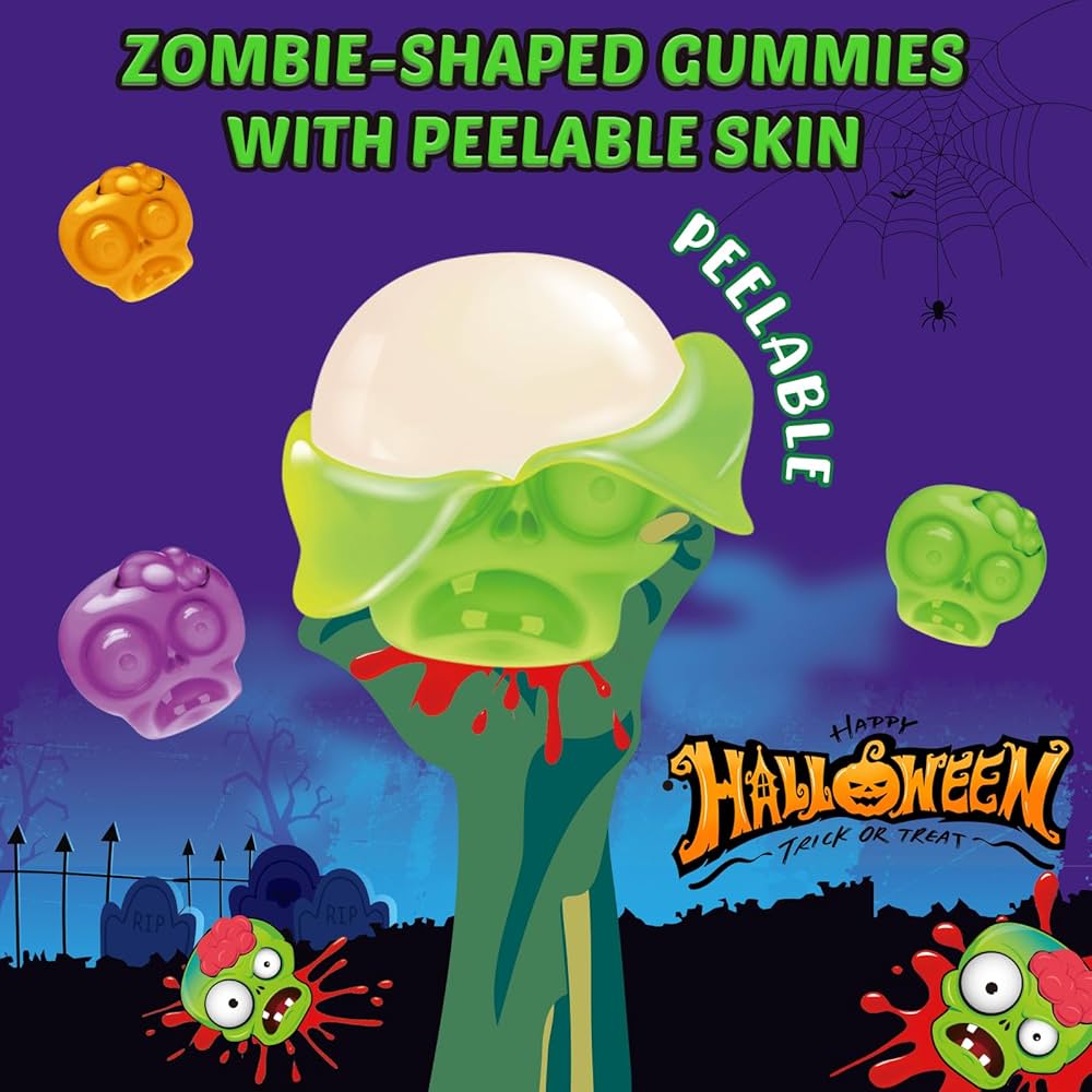 HALLOWEEN: Gomitas Frutos Verdes Pelables Amos Peelerz Gummy Zombie 240g