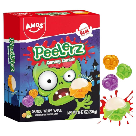 HALLOWEEN: Gomitas Frutos Verdes Pelables Amos Peelerz Gummy Zombie 240g
