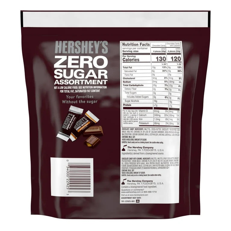 Paquete Surtido Hershey’s Sin Azúcar Tamaño Grande 439g