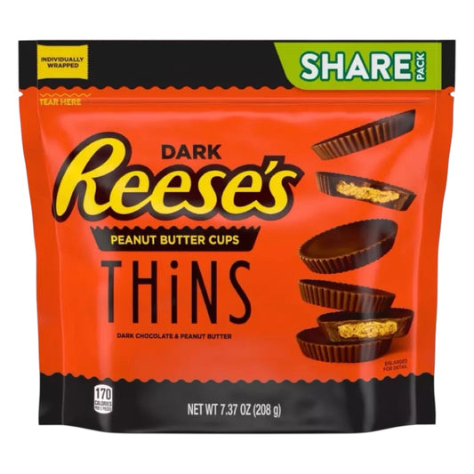 Reese’s Thins Dark Chocolate + Mantequilla de Maní Tamaño Grande 208g