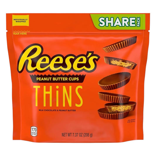 Reese’s Thins Chocolate + Mantequilla de Maní Tamaño Grande 208g