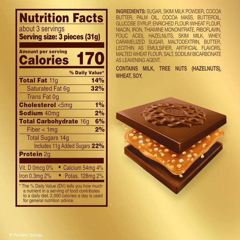 Chocolates Rellenos Ferrero Rocher Premium Caramelo + Avellanas x10 Unidades - 104g