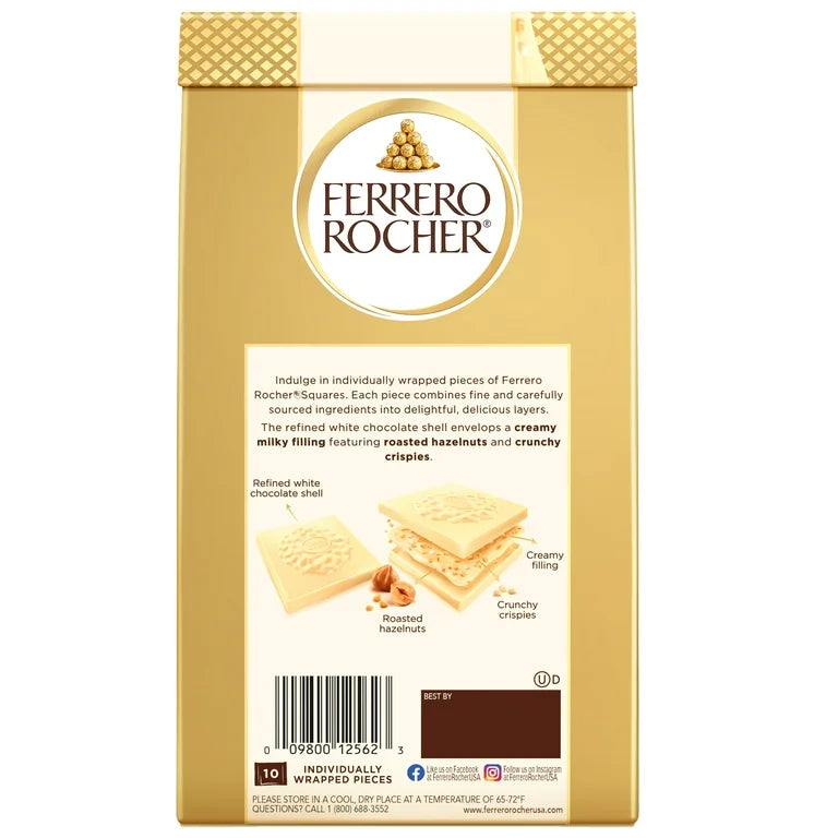 Chocolates Rellenos Ferrero Rocher Premium Blanco + Avellanas x10 Unidades - 104g