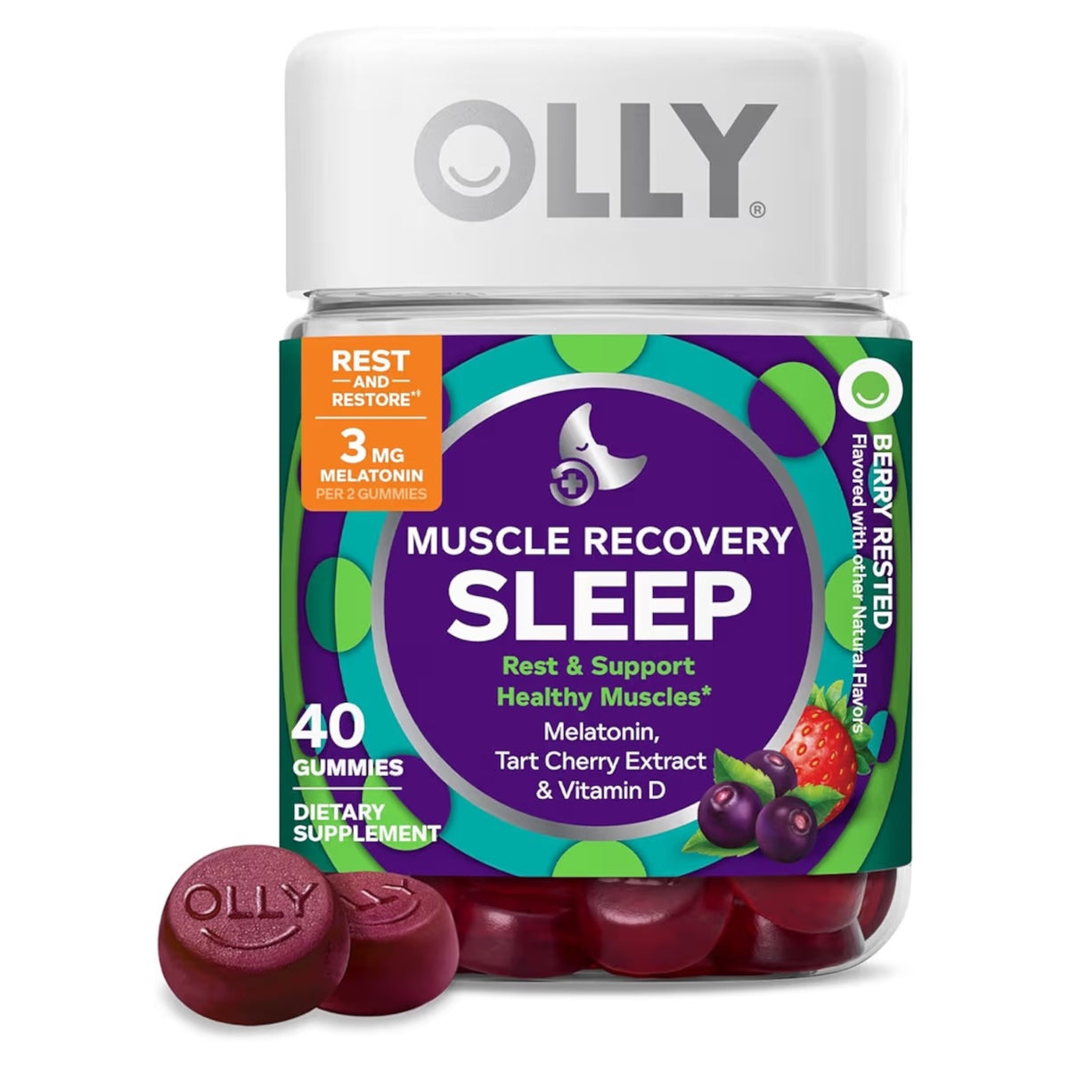 MUSCLE RECOVERY: Gomitas Olly Berry Rested Sleep x40 Unidades
