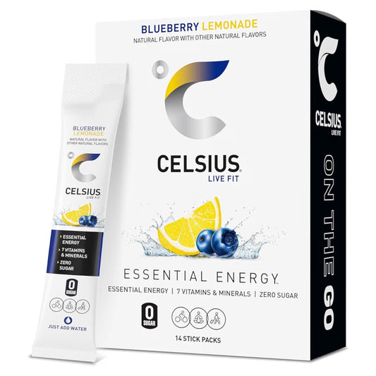 Barras Polvo Celsius Essential Energy Sin Azúcar Blueberry Lemonade x14 Unidades
