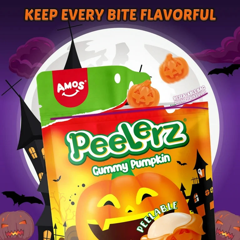 HALLOWEEN: Gomitas de Naranja Pelables Pumpkin Amos Peelerz Tamaño Grande 170g