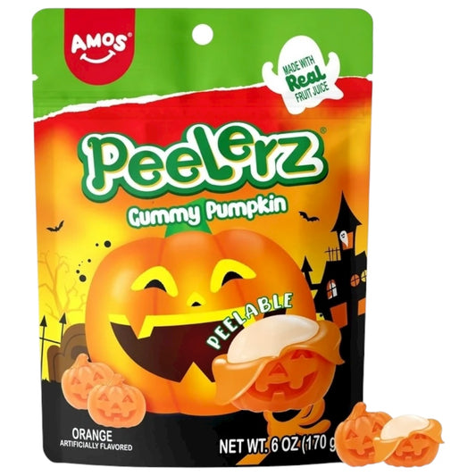 HALLOWEEN: Gomitas de Naranja Pelables Pumpkin Amos Peelerz Tamaño Grande 170g