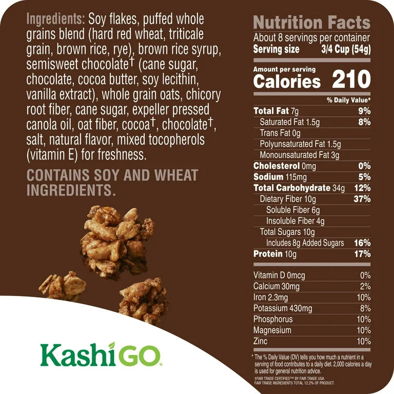 Cereal Kashi GO Chocolate Crunch 10g Proteína 10g Fibra - 453g
