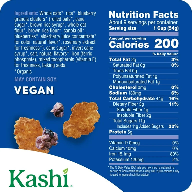 Cereal Kashi Organic Blueberry Clusters Tamaño Grande 487g