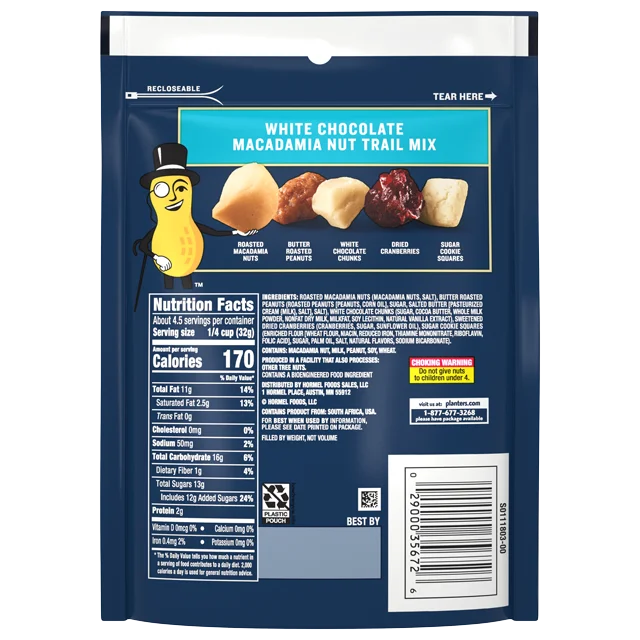 Mezcla Frutos Secos Planters Trail Mix White Chocolate Macadamia Nut 142g