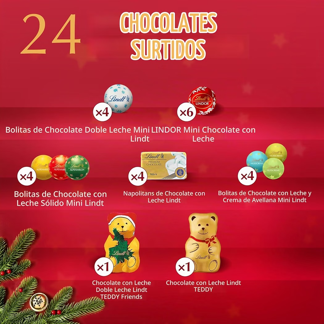 NAVIDAD: Calendario de Adviento Chocolates Lindt Teddy 24 Days