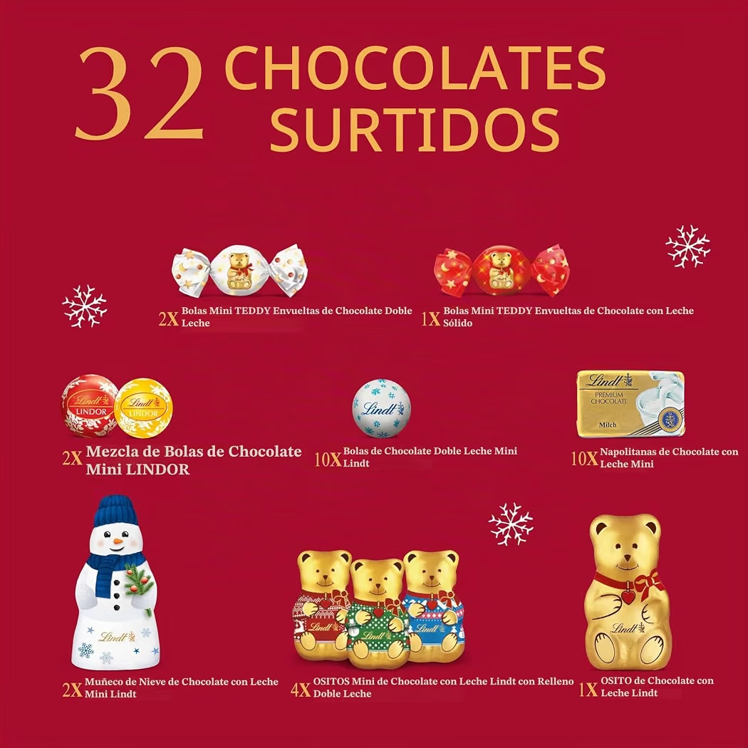 NAVIDAD: Calendario de Adviento Chocolates Lindt Teddy 32 Days