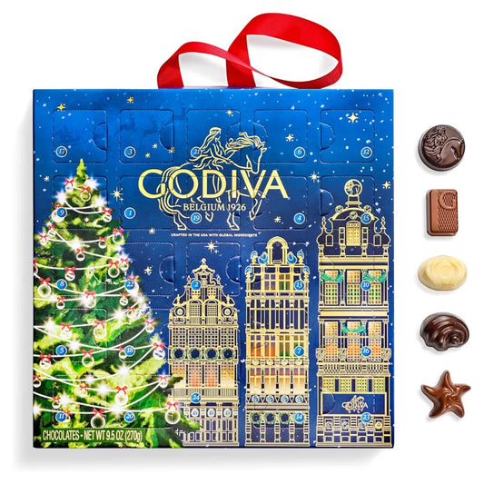 NAVIDAD: Calendario de Adviento Chocolates Godiva Belgium 1926 - 270g