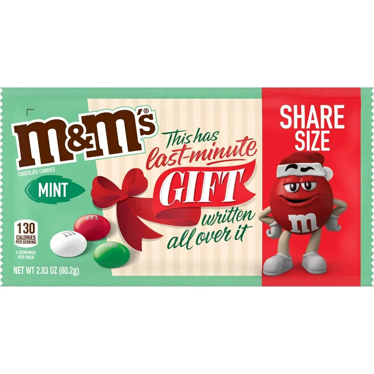 NAVIDAD: M&M’S Menta Regalo Tamaño Grande 80g