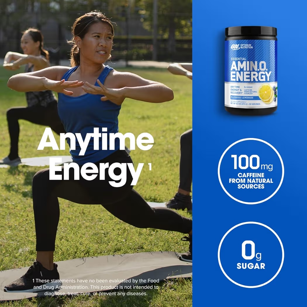 Polvo Energético Preentreno Optimum Nutrition Essential Amin.O. Energy Blueberry Lemonade 270g