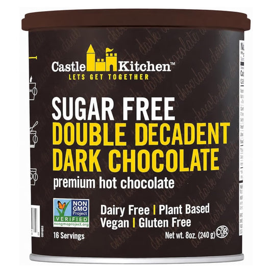 Mezcla Double Decadent Dark Chocolate Castle Kitchen Premium Hot Chocolate Sin Azúcar 240g