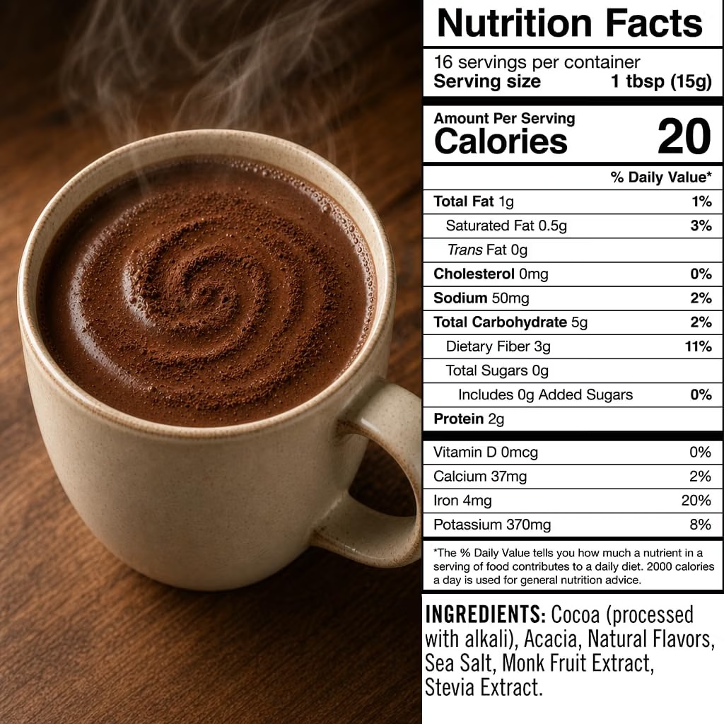 Mezcla Double Decadent Dark Chocolate Castle Kitchen Premium Hot Chocolate Sin Azúcar 240g