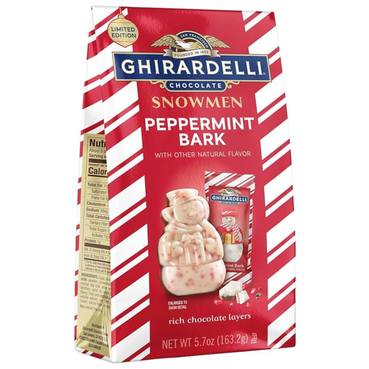 NAVIDAD: Chocolates Ghirardelli Snowmen Peppermint Bark 113g