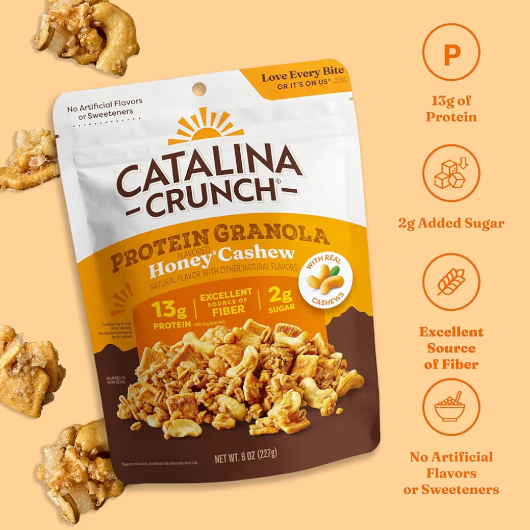 Granola Proteica Catalina Crunch Miel & Marañones Honey Cashew Tamaño Grande 227g