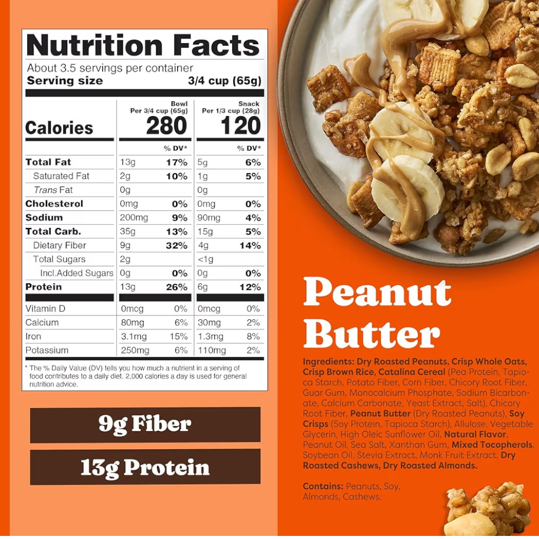 Granola Proteica Catalina Crunch Peanut Butter Tamaño Grande 227g