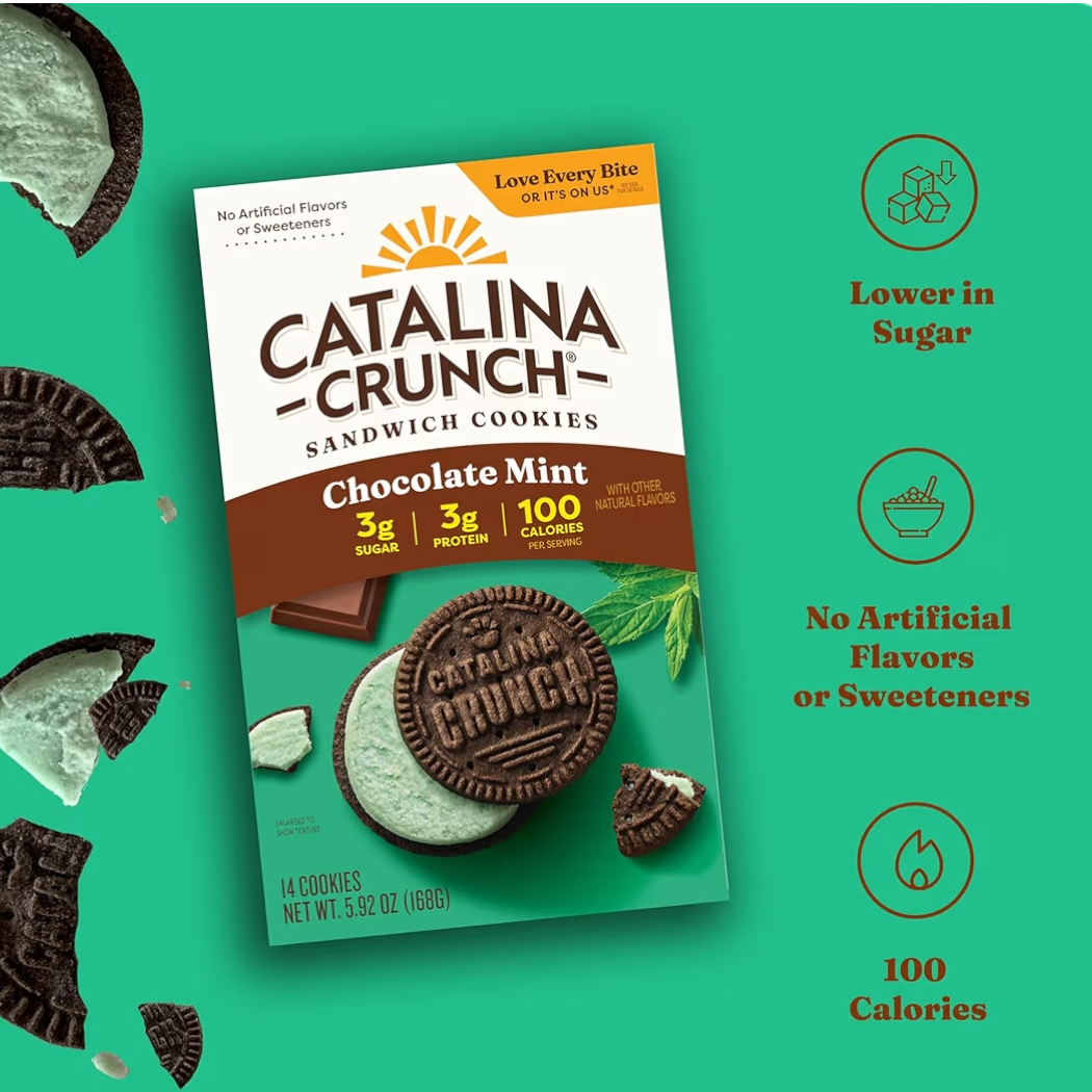 Galletas de Proteína Catalina Crunch Rellenas Chocolate & Menta x14 Unidades - 168g