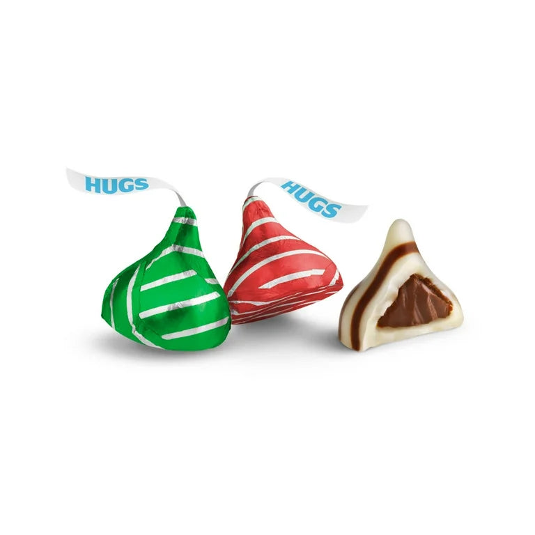 NAVIDAD: Chocolates Hershey’s Kisses Hugs Milk Chocolate & White Creme Tamaño Grande 286g