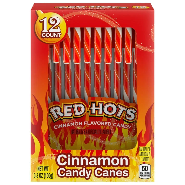 NAVIDAD: Bastones Navideños Red Hots Canela x12 Unidades - 150g