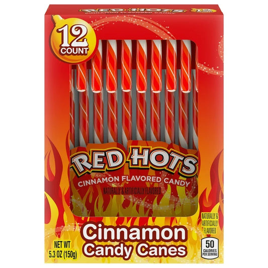 NAVIDAD: Bastones Navideños Red Hots Canela x12 Unidades - 150g