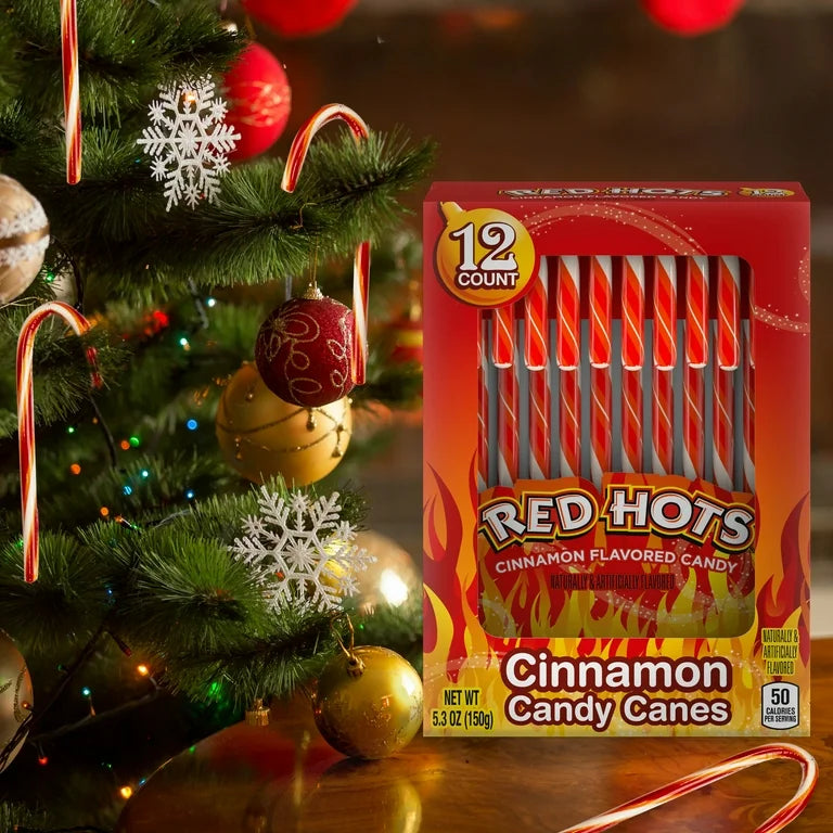 NAVIDAD: Bastones Navideños Red Hots Canela x12 Unidades - 150g