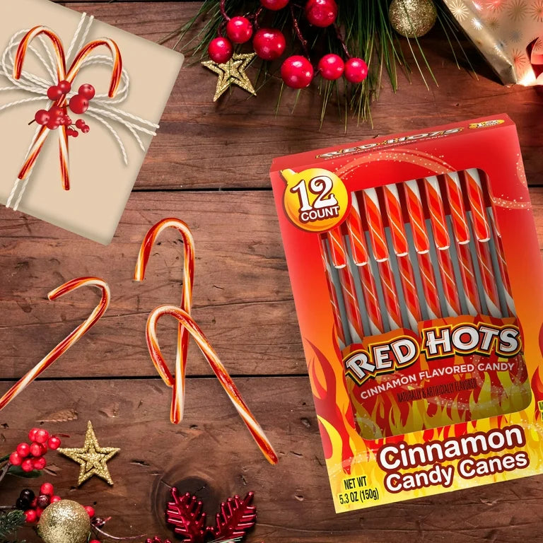 NAVIDAD: Bastones Navideños Red Hots Canela x12 Unidades - 150g