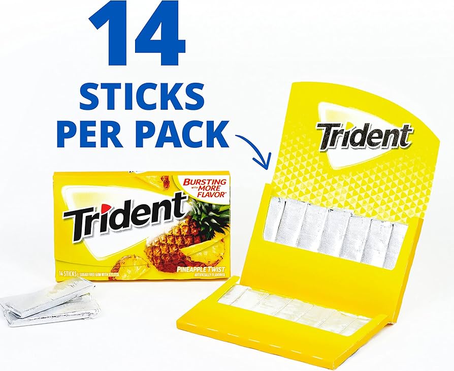 Chicles Trident Piña Pineapple Twist x 14 Sticks