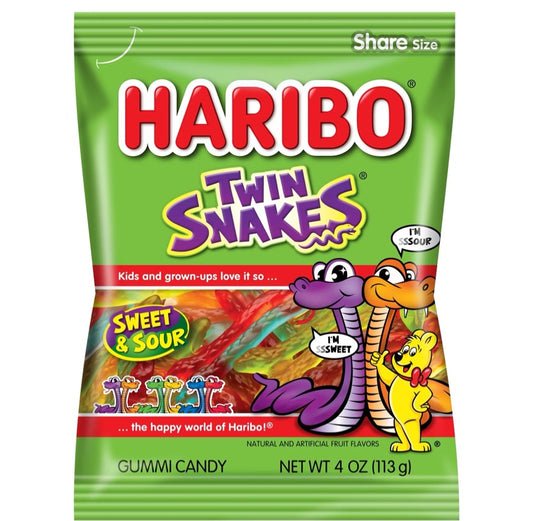 Haribo Twin Snakes Culebras Dulces y Ácidas Share Size 113g