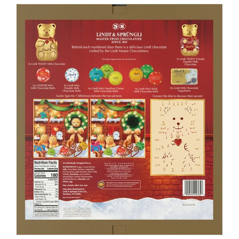 NAVIDAD: Calendario Adviento Lindt Teddy 127g