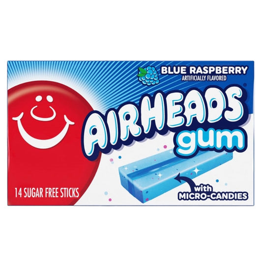 AIRHEADS GUM Blue Raspberry Sin Azúcar x14