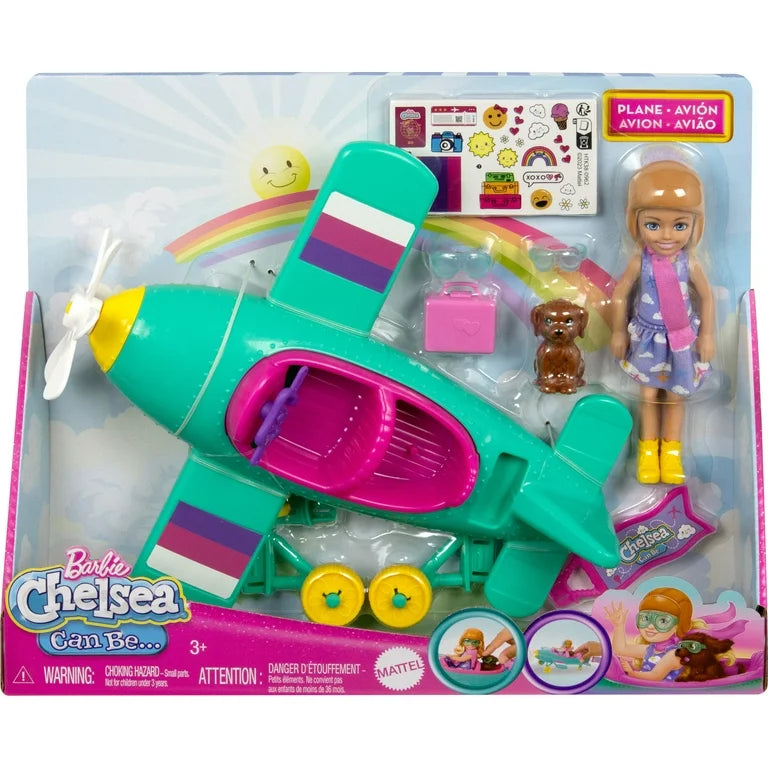 Muñeca Barbie Chelsea + Avión + Accesorios