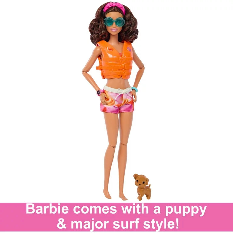 Muñeca Barbie Surfboard Tabla de Surf + Cachorro