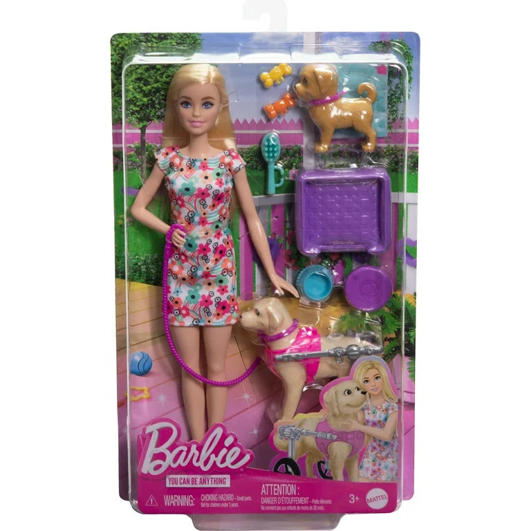 Muñeca Barbie Pup Playset Perro Silla de Ruedas + Accesorios