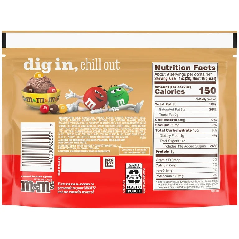 M&M’S Mantequilla de Maní + Jalea de Fresa Tamaño Grande 243g