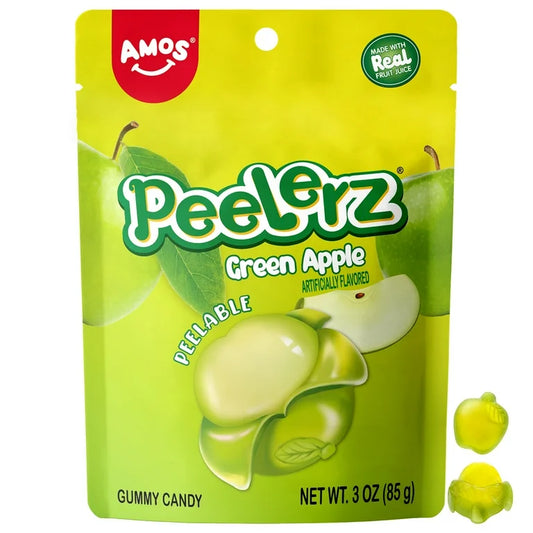 Gomitas de Manzana Verde Pelables Amos Peelerz Tamaño Grande 85g
