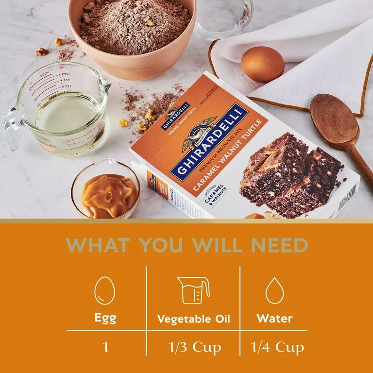 Premezcla Ghirardelli Premium Brownie Nueces & Caramelo 524g